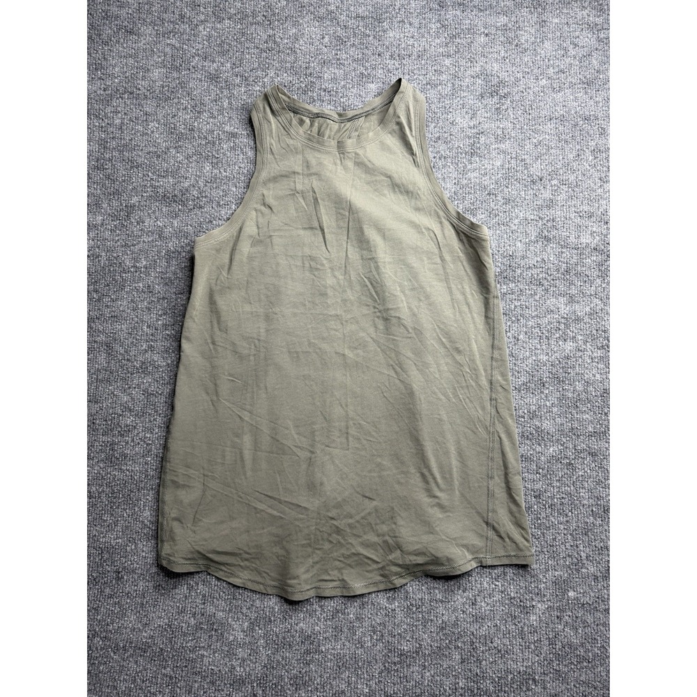 Lululemon Tank Top Womens Small Green Open‎ Back Split Hem Relaxed Fit Yoga